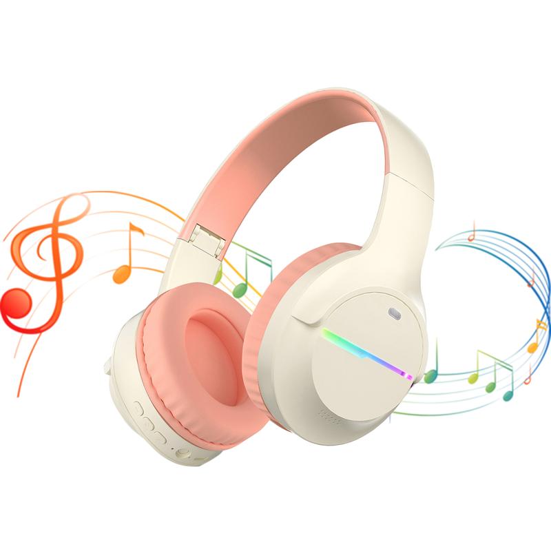 Wireless Headphones for Fall, Bluetooth Headphones with Colorful LED Lights, Kids Foldable Over Ear Headphones with Built-in Microphone, 60H Playtime