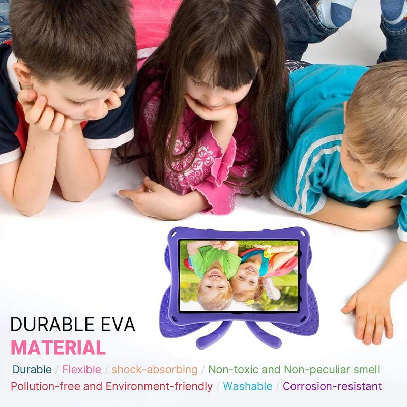 Fire HD 10 Kids Tablet 11th Gen 2021 2023 Case 10.1 Cute Butterfly Kids Pro Case with Stand Light Weight EVA Rugged Shockproof Heavy Duty Kids Friendly Full Cover for Kids Girls (Purple)