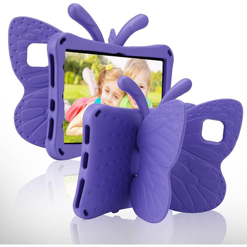 Fire HD 10 Kids Tablet 11th Gen 2021 2023 Case 10.1 Cute Butterfly Kids Pro Case with Stand Light Weight EVA Rugged Shockproof Heavy Duty Kids Friendly Full Cover for Kids Girls (Purple)