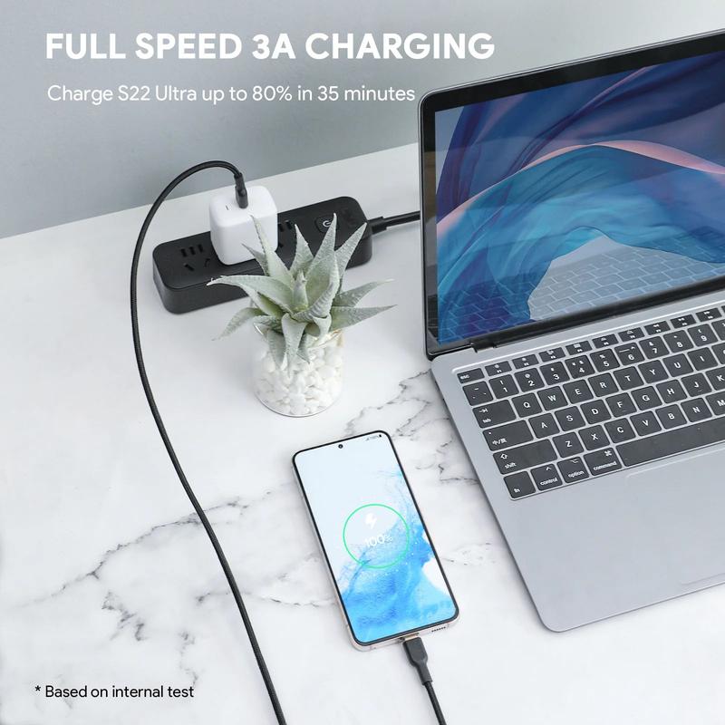 Aukey CB-NCC2 Kabel Charger USB C to C 3A Braided Nylon 1.8M White Electronic Mobile smartnfccase Charging Resistance