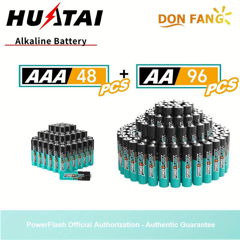 PowerFlash AAA24_AA48 Alkaline Long-Lasting Batteries, Combo Pack, Set Of 24 Pcs AAA And 48 Pcs AA Batteries For Home, Various Household Device, Work