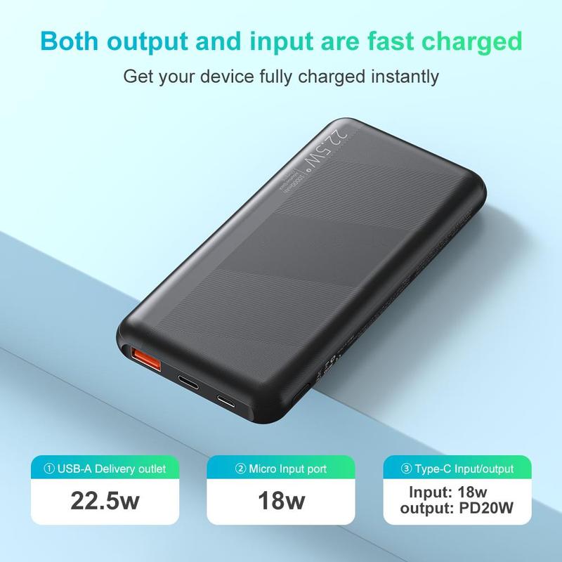 Portable Type-C 22.5W Fast Charging Power Bank, 10000mAh Phone Charging Power Bank for Summer, Portable Charger Compatible with iPhone & Samsung Galaxy Phones & Huawei Phone, Smartphone Accessories