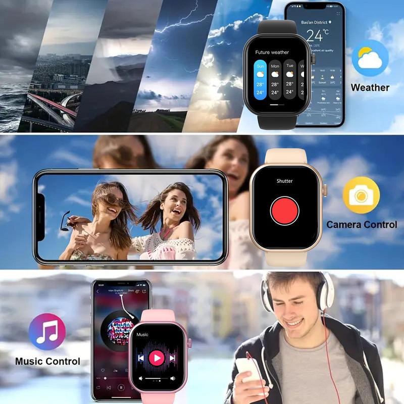 Smartwatch for Men & Women, Sports Smartwatches with Wireless Call Dial, Incoming Call Alert & Rejection, Message Alert View, Multiple APP Alerts & Custom Wallpaper, Fashion Watch Compatible with iPhone Android Phones, Touch Screen Watch