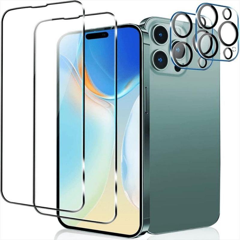 Ultra-high Definition Phone Screen & Phone Lens Protector Kit, Including 2pcs Anti-scratch Mobile Phone Screen Protective Film & 2pcs Lens Protector, Phone Accessories Compatible with iPhone 11 Pro Max 12 13 14 15 Pro Max Series