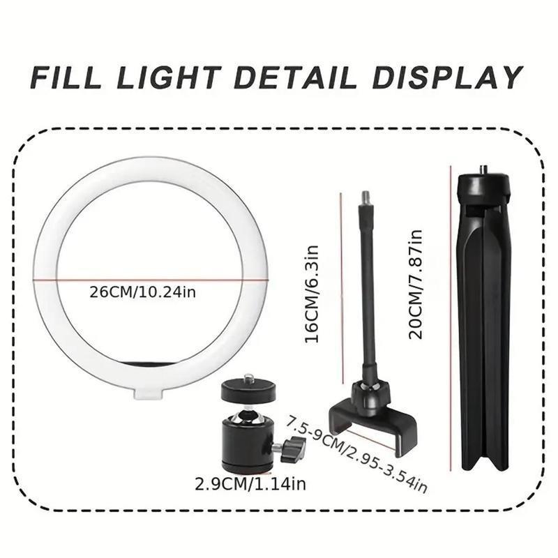 10 Inch LED Ring Light Kit, Selfie Light with Tripod for iPhone Android Smartphone, Camera Flash Light with Tripod, Professional Camera Flash Light for Home Office Use, Room Decor