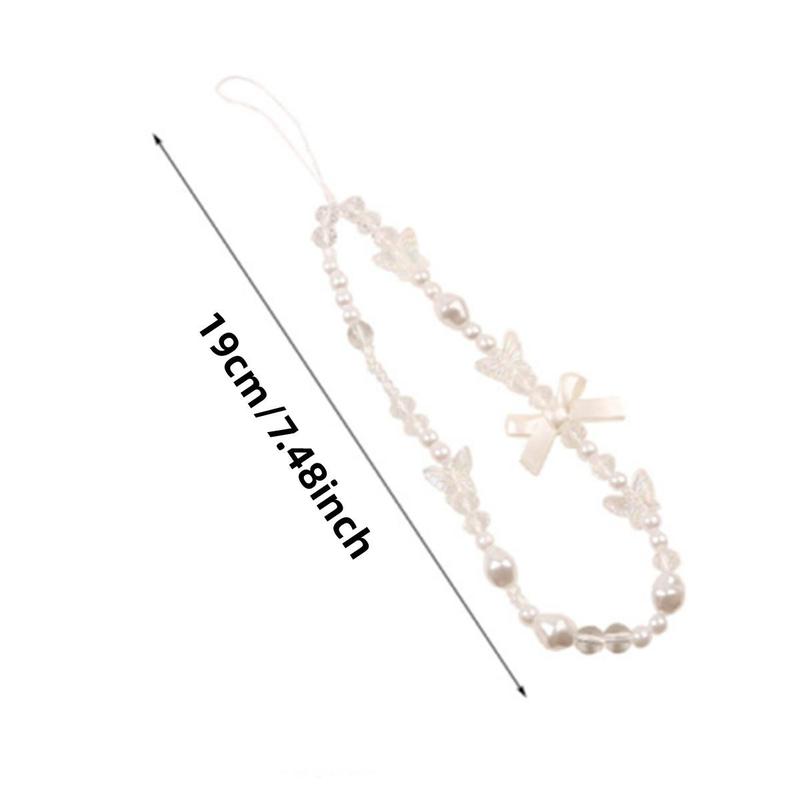 Faux Pearl Decorated Bowknot Design Phone Chain, 1 Count Cute Phone Lanyard, Fashion Phone Strap for Women & Girls