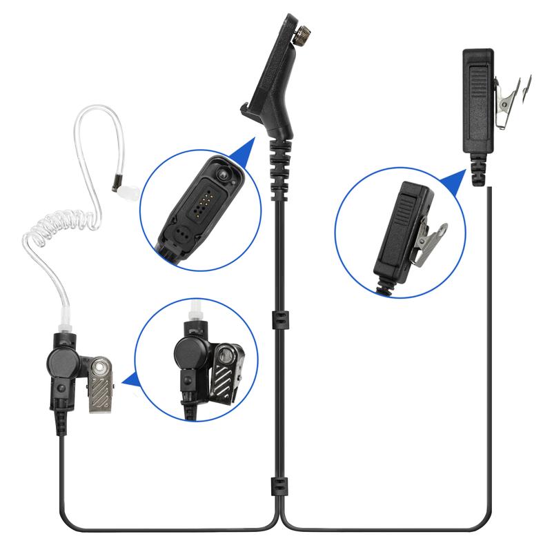 2-Wire Mic Earpiece For XPR6550 XPR6350 DP4600 DP4800 APX5000 Radio Audio Headset