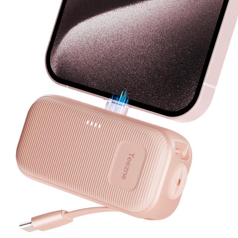 Portable Mini Power Banks for Summer, USB-C Power Bank Charger with Built-in Cable, Ultra-compact Battery Pack for iPhone Android Smartphones, Charging Devices, Phone Accessories for Super Hand Crank Charger P3, Back to School Gifts, Portable Charger