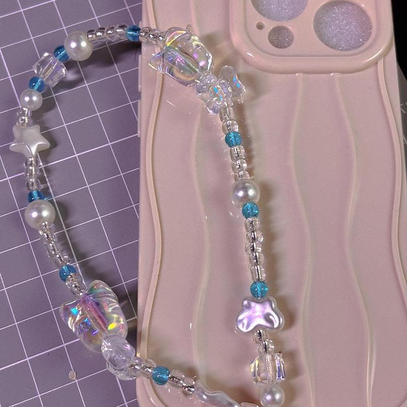 Cute Beaded Design Phone Chain, Cute Short Phone Lanyard, Fashion Phone Strap for Women & Girls, Mobile Phone Decoration Accessories for Daily Use