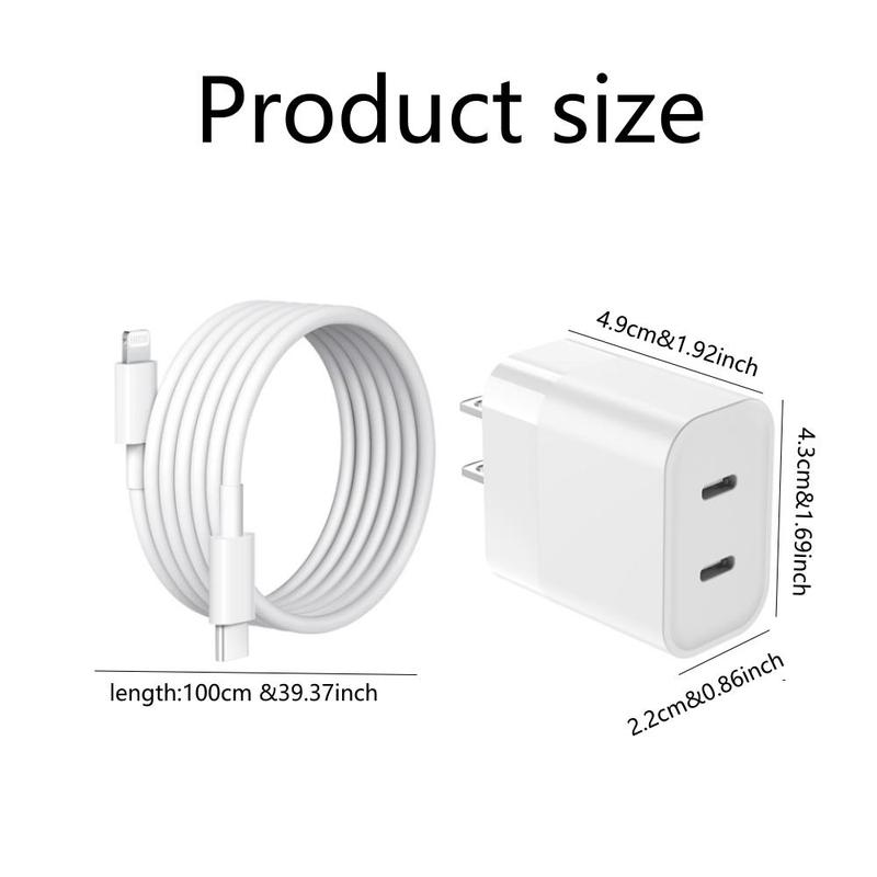 PD 20W Fast Charging Adapter with Data Cable, USB-C Power Adapter with Charging Cable for iPhone 15 15 Pro 15 Pro Max 15 Plus 14 13 12 11 XS Max XR X & iPad, Portable Chargers Head with Data Cable