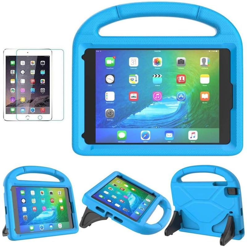 Pad Mini 5 4 3 2 1 Case for S, Durable Shockproof Protective Handle Bumper Stand Cover with 2*Screen Protectors for 7.9 Inch Pad Mini 5th 4th 3rd 2nd 1st Generation, Blue