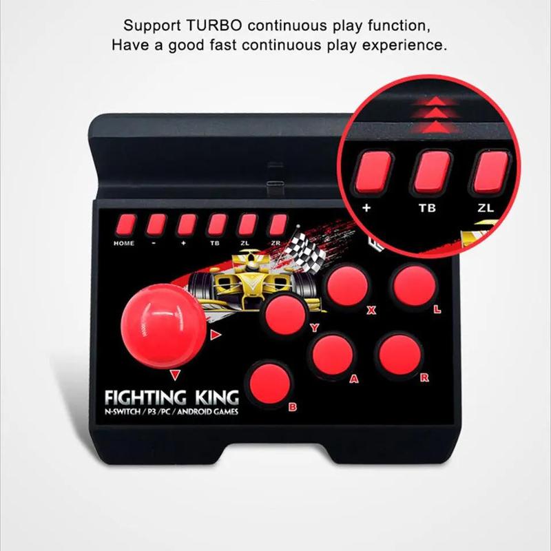 GAMINJA 4 in 1 Retro Arcade Joystick, Charging Station Turbo Fighting Stick Game Controller, Wired Rocker for PS3 Switch PC Android Games Console