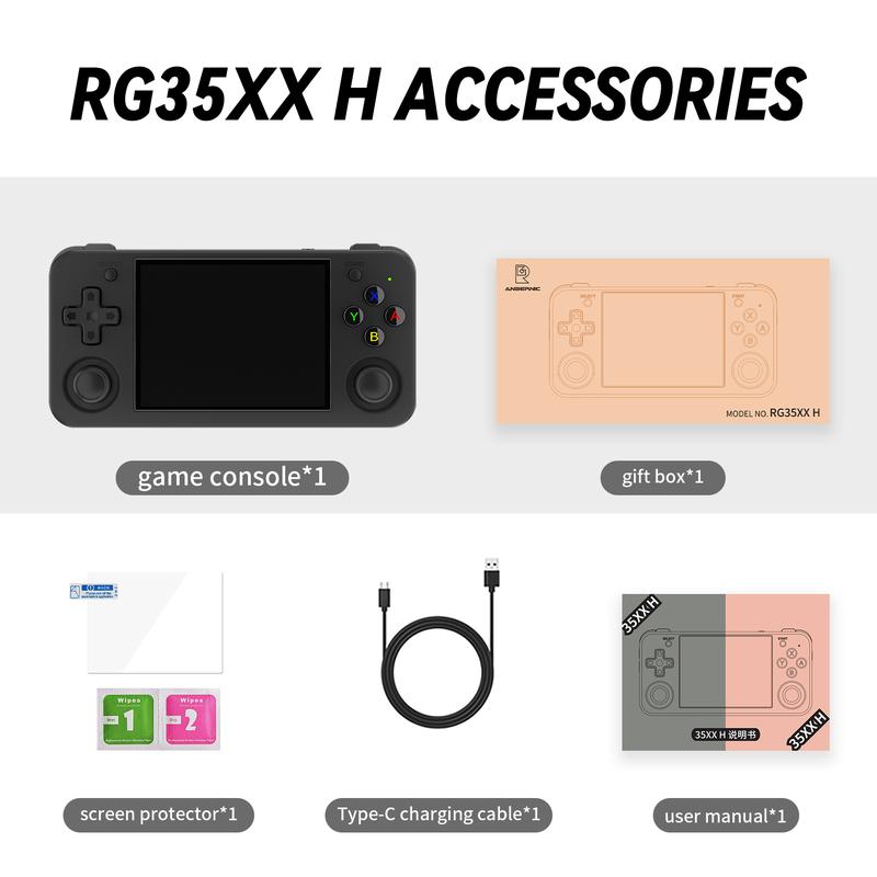 ANBERNIC RG35XX H Retro Handheld Game Console  3.5 Inch IPS Screen Linux  64-bit System RG35XXH 64G 5K+ Games Support HD-MI TV Output 5G WiFi Bluetooth 4.2 Li-polymer  3300mAh Gift