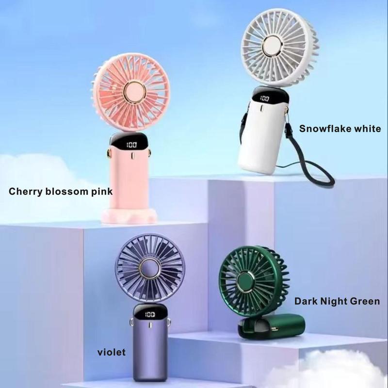 Portable Fan with Phone Holder for Boyfriend Gift, USB Rechargeable Fan Portable Foldable Handheld Fans with Digital Display, Silent Personal Cooling Fan, Mini Fan for Outdoor Travel Office Use