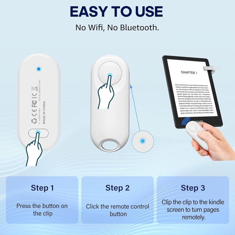 Page Turner for Kindle Remote Control, Page Turner Clicker for Kindle Paperwhite Oasis Kobo E-Book, Page Turning Controller, Kindle Accessories