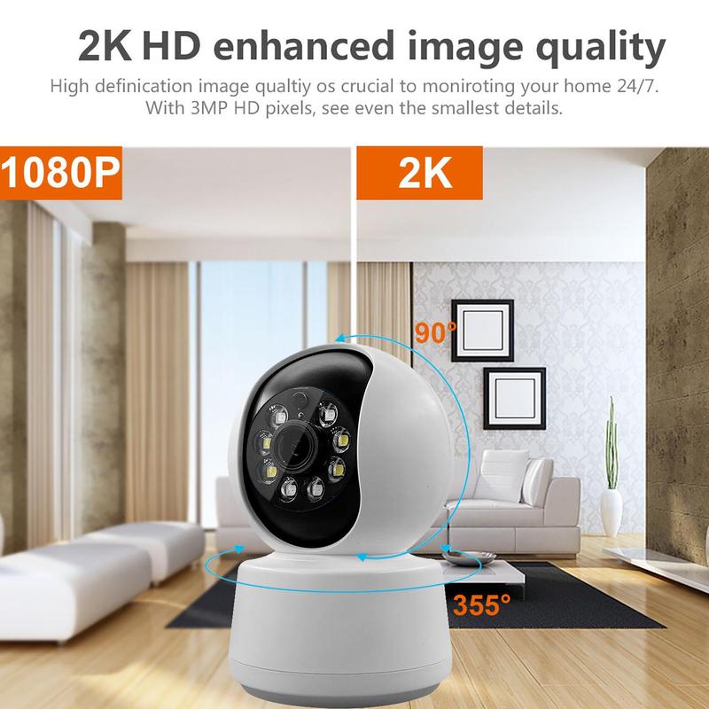 Indoor Security Camera, Dual-band 2.4G & 5G WiFi Infrared Color Night Vision Security Camera with Mobile Detection Alarm, AI Human Tracking, PTZ 360 Degree View, Two-way Audio Intercom Security Camera, Home Safe Camera