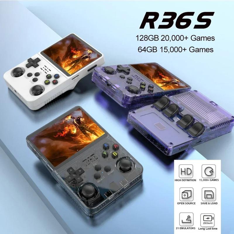 Thanksgiving gift R36S Single card Retro 128G Handheld Game Console Linux System 3.5 Inch IPS Screen Portable Pocket Video Player 64GB 128GB Games gifft