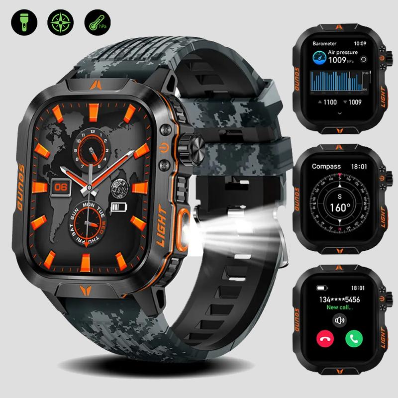 SmartWatch For Outdoor (answering making Calls), For Android for IPhone Tactical Smartwatch From 2024, Sturdy And Durable Outdoor Fitness Tracker, IP67 Waterproof AI Voice