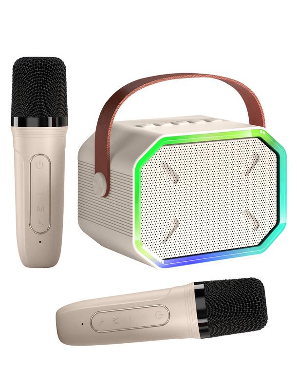 Karaoke Machine for Kids and Adults, Mini Portable Bluetooth Speaker with 2 Wireless Microphones, Led Lights for TV, Home Party, Kids Gift for Girls Boys Family Party Birthday Mother's Day gift Audio Smartphone