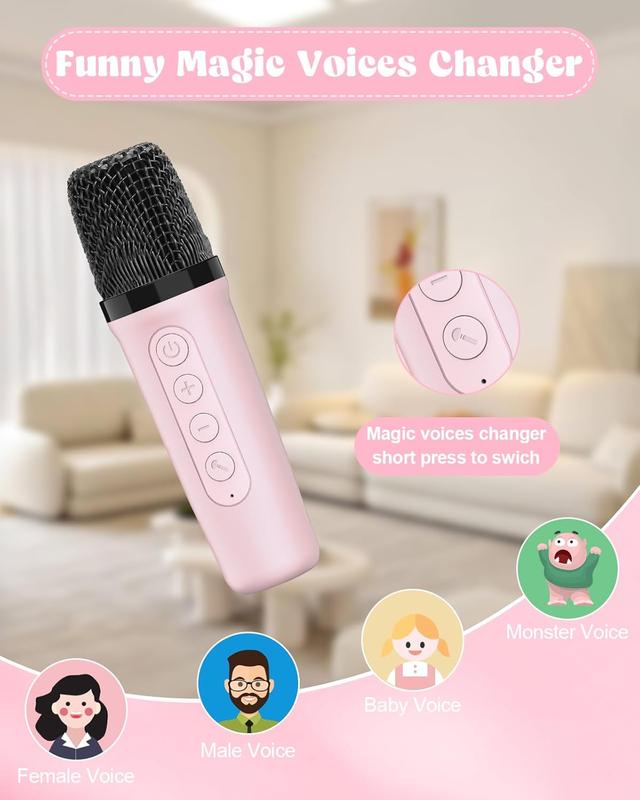 Mini Karaoke Machine with 2 Wireless Microphones, Kids Toys Portable Bluetooth Speaker for Kids Adults Toddler, Christmas Girls Toys for 4 5 6 7 8 9 10 12 Year Old Birthday Gift Ideas