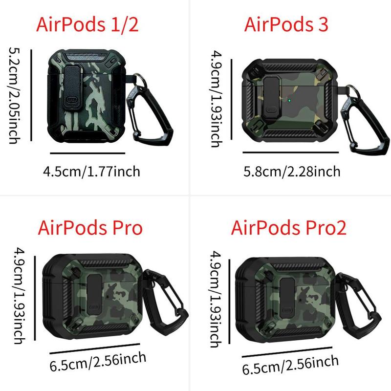 Earphone Protective Case with Carabiner, Anti-fall Protective Case, TPU Shockproof Protector Cover for AirPods Series, Summer Decoration Accessories