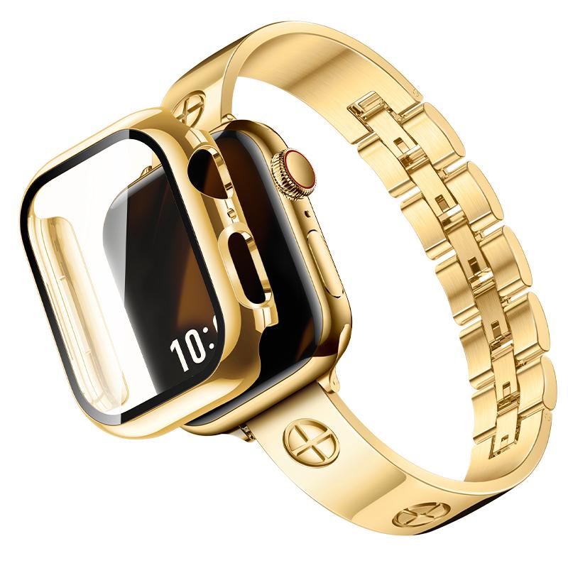 Missair Luxury Band & PC Cover Case Solid Compatible with Apple Watch 40mm 41mm 42mm 44mm 45mm 46mm 49mm-Adjustable Stainless Steel Bracelet Accessory