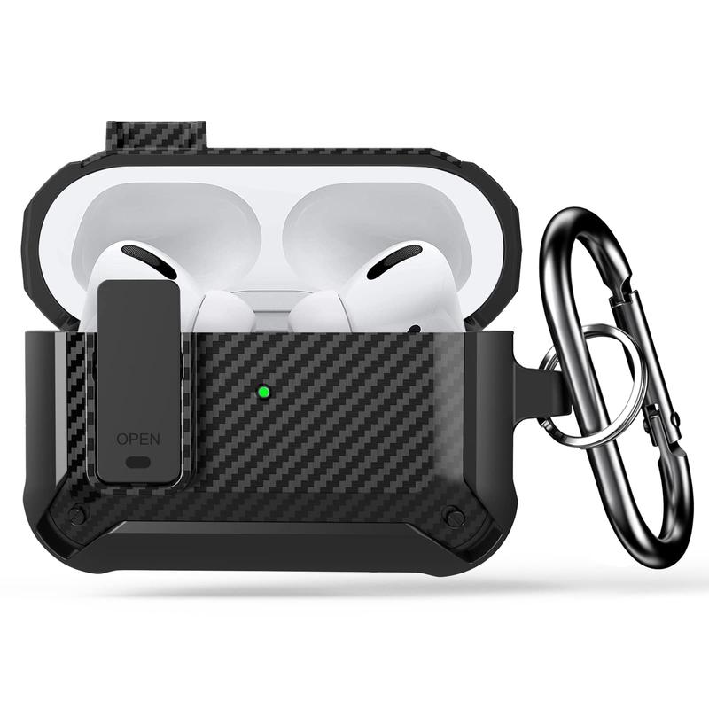 Shockproof AirPods Pro Case with Lock - Compatible with 1st 2nd Gen (2019 2022 2023), Durable Portable Cover for Men & Women