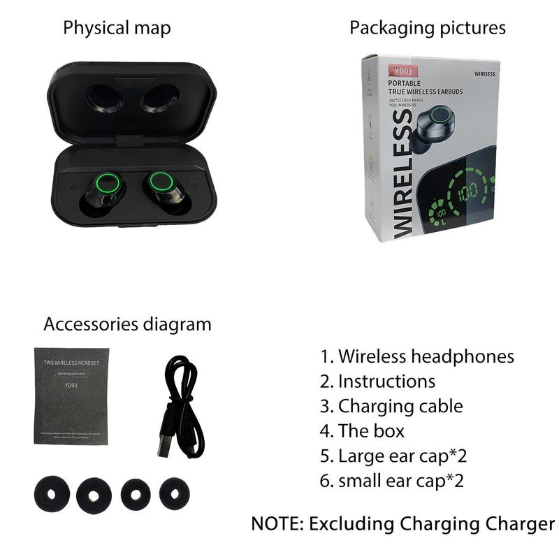 In-ear Design Wireless Electronic Audio Earbud, Summer Wireless Headphones with LED Digital Display Charging Case, Touch Control & Noise Isolation Earphones, Wireless Earbuds, Summer Gifts 2024, Back to School Gifts