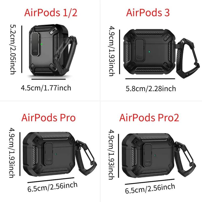 Earphone Protective Case with Carabiner, Anti-fall Protective Case, TPU Shockproof Protector Cover for AirPods Series, Summer Decoration Accessories