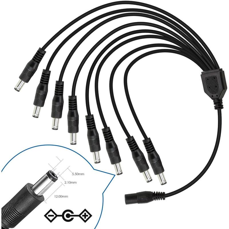 [BlackFriday] ZOSI DC 1 Female to 8 Male Output Power Splitter Cable Y Adapter For CCTV Accessories Black