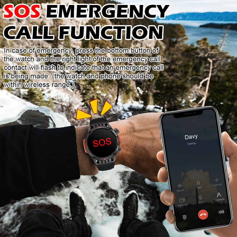 SmartWatch For Outdoor (answering making Calls), For Android for IPhone Tactical Smartwatch From 2024, Sturdy And Durable Outdoor Fitness Tracker, IP67 Waterproof AI Voice