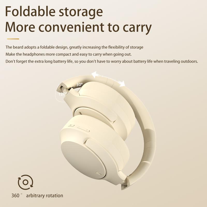 Wireless Over-ear Design Headphone, Noise Cancelling Headphone, Foldable Headset for Mobile Phone, Computer, Travel, Exercise