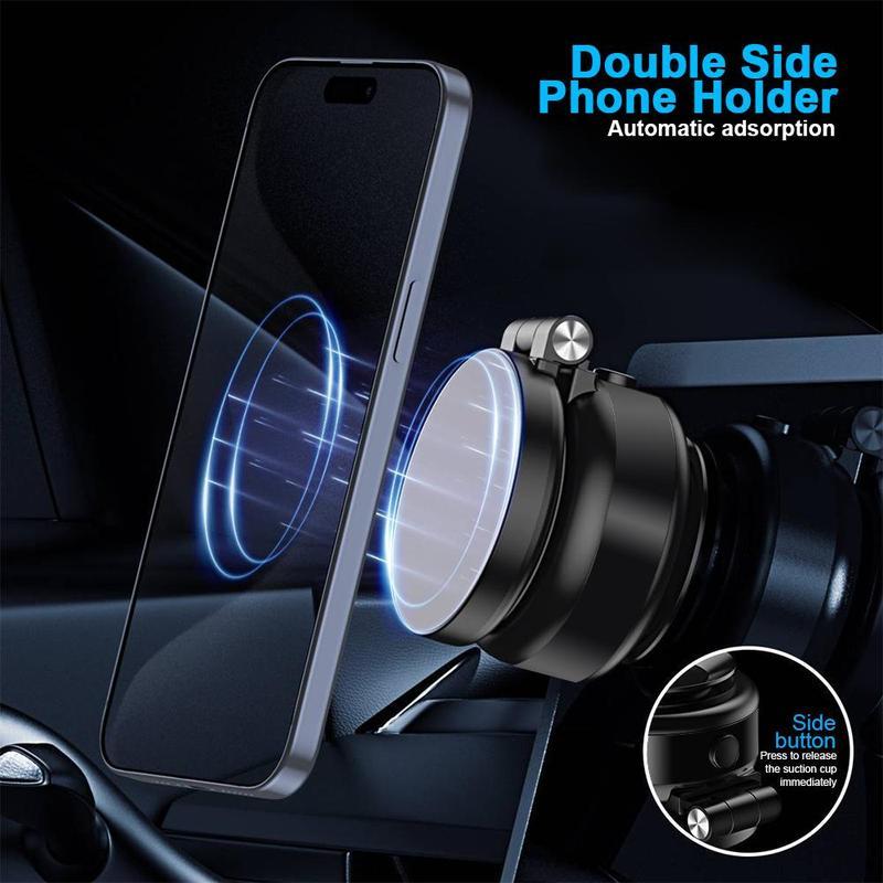 ZIHNIC Foldable & 360° Rotatable Magnetic Car PhoneMount, Dual Stable Base Magnetic Car SuctionCup Adhesive Phone Holder for Most Cell Phones