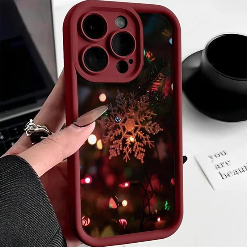 Snowflake Pattern Phone Case, Decorative Phone Protector Cover, Phone Accessories Compatible with iPhone 11 12 13 14 15 16 Pro Max Pro Plus