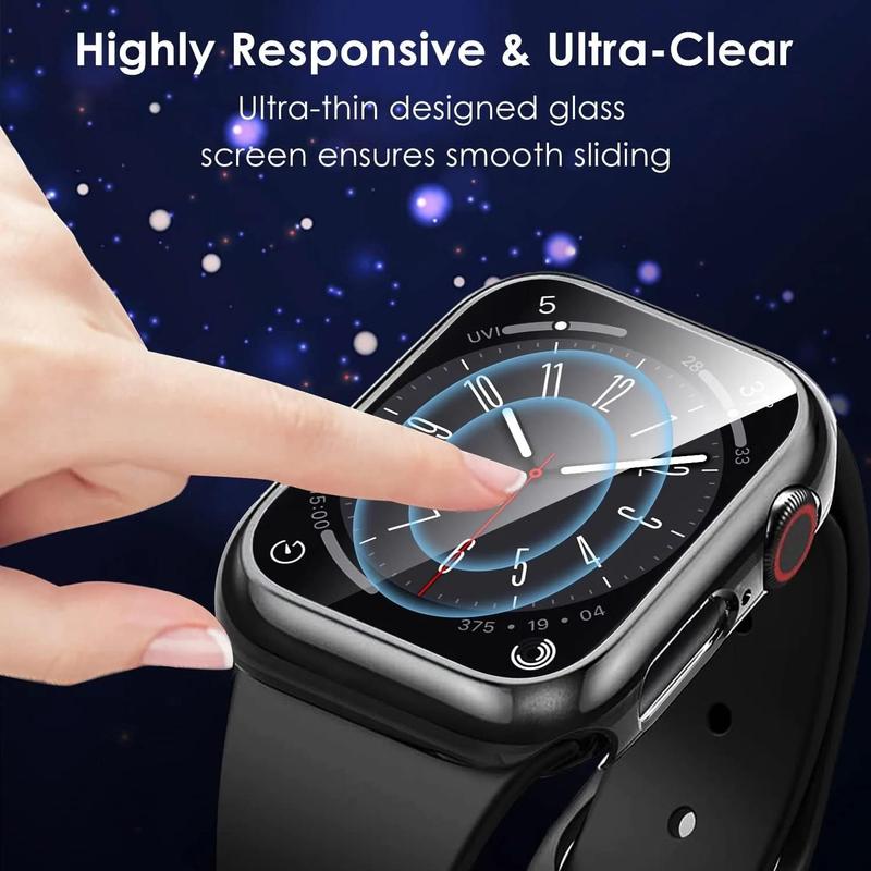 Watch Case with Tempered Film, Full Coverage Protective Case, Hard PC Watch Protective Cover Compatible with Apple Watch