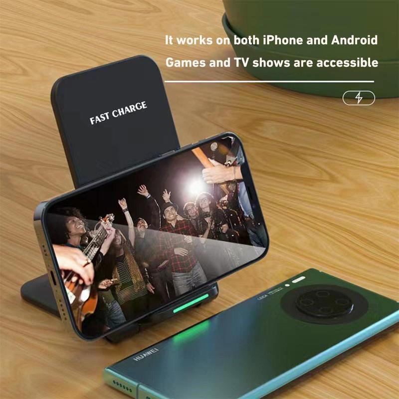 Portable Wireless Fast Charger for Phone, 15W Foldable Phone Charging Stand, Multifunctional Charging Docks for Home Office Travel