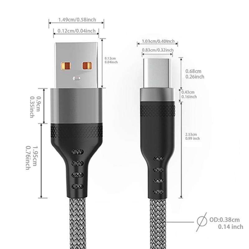 USB to Type-C Charging Data Cable, 5A 2V Charging Cable, Universal Fast Charging Cable for Xiaomi, Samsung, Game Consoles, VR