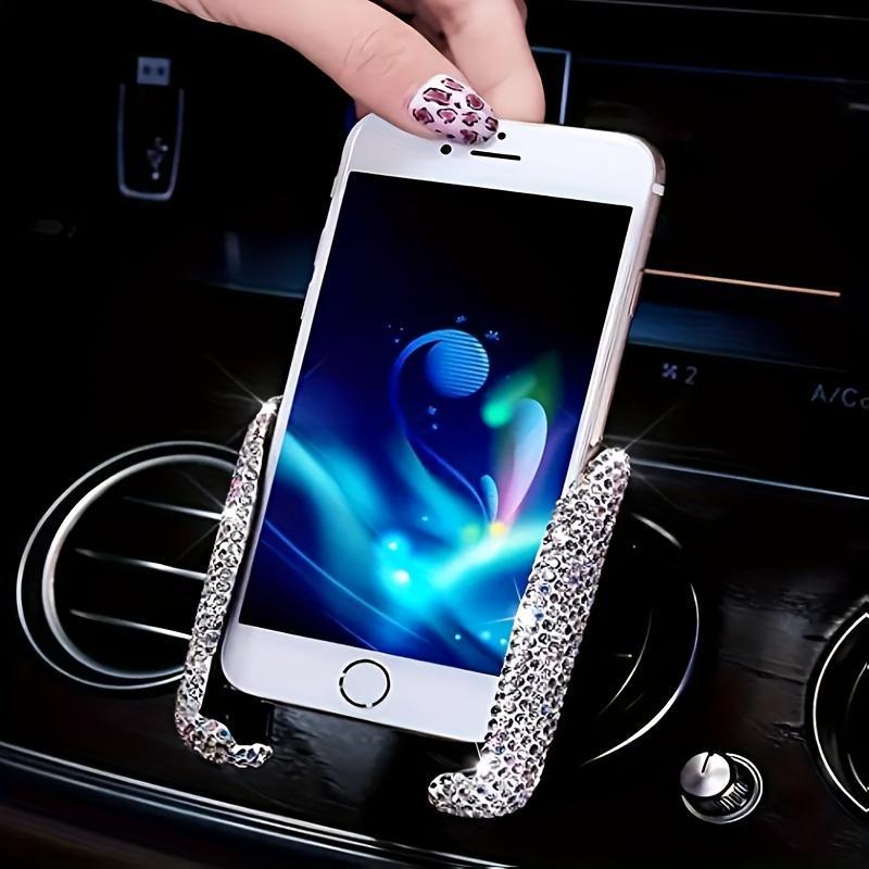 Rhinestone Decor Car Air Outlet Phone Holder, Car Air Vent Phone Holder, Universal Car Interior Accessories for Women & Girls