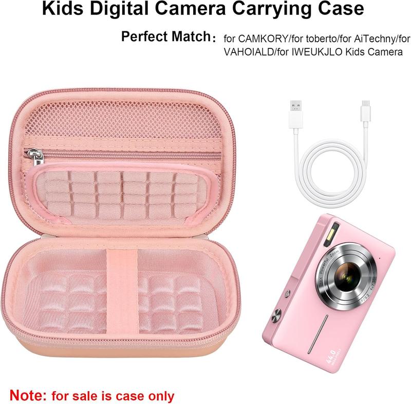 Digital Camera Carrying Case for CAMKORY for toberto for AiTechny for VAHOIALD for IWEUKJLO FHD 1080P Camera, Boys Girls  Compact Small Camera Travel Storage Cover Protective Bag,Rose