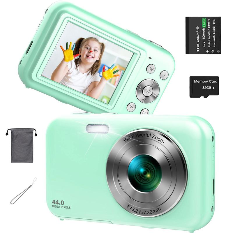 16X Optical Zoom Digital Cameras with 32GB Memory Card for Summer, 1080P＆44MP Video Camera, Portable Camera, Anti-shake Point & Shoot Camera Electronics, Digital Camera, Stocking Fillers Gift