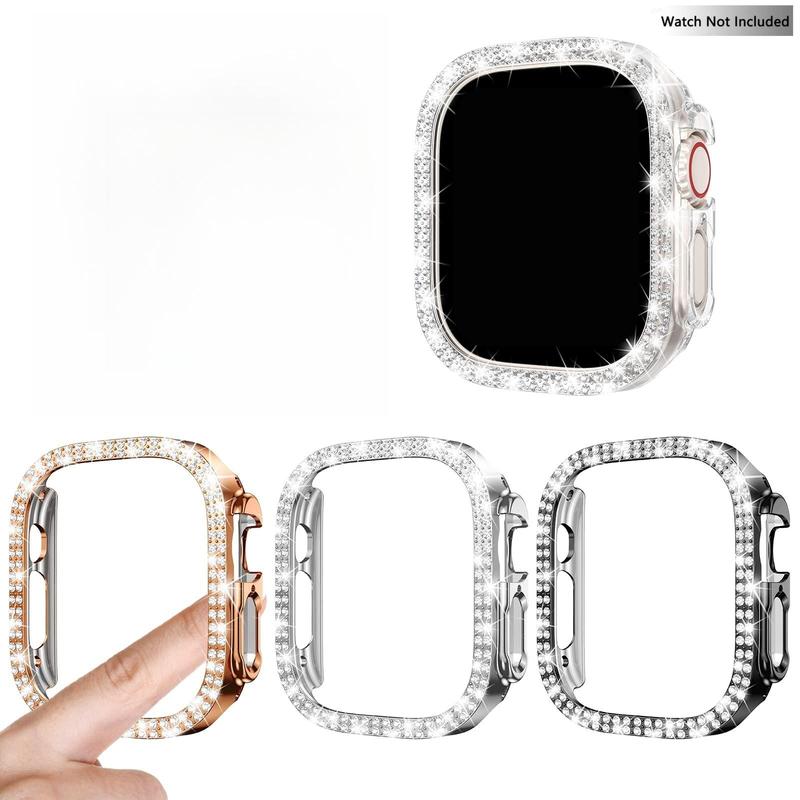 Rhinestone Decor Watch Case, 4 Counts set Smart Watch Protective Cover, Fashion Watch Accessories Compatible with Apple Watch Series 6 5 4 SE 40mm 41mm 44mm 45mm 49mm, Smartwatch Case