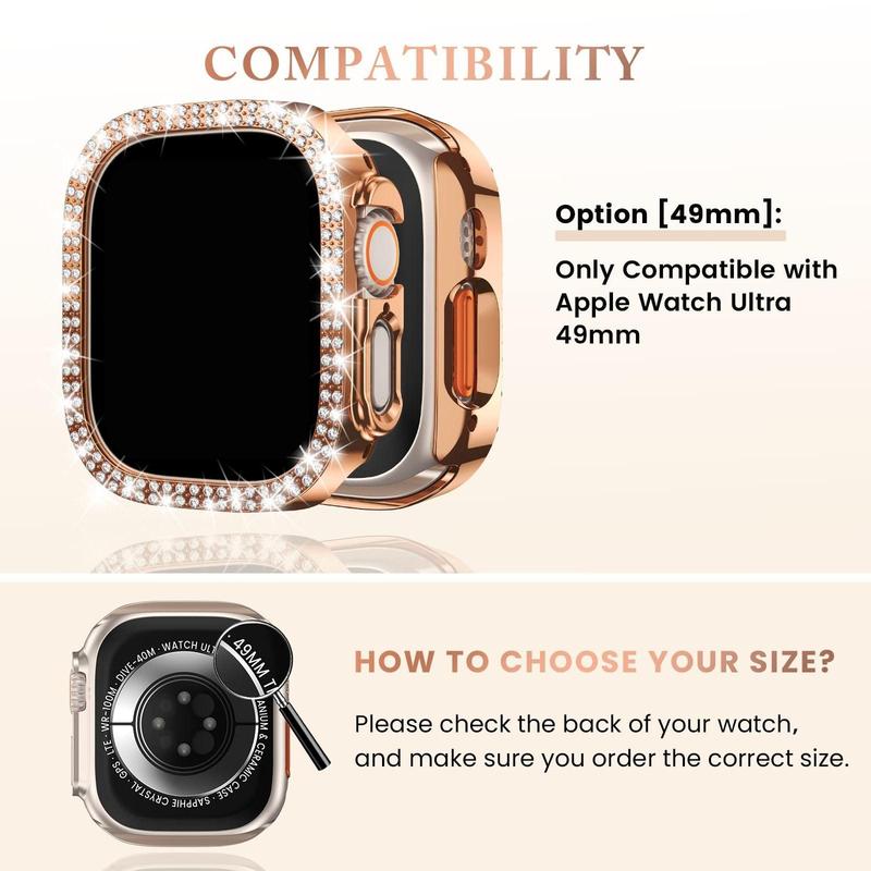 Rhinestone Decor Watch Case, 4 Counts set Smart Watch Protective Cover, Fashion Watch Accessories Compatible with Apple Watch Series 6 5 4 SE 40mm 41mm 44mm 45mm 49mm, Smartwatch Case