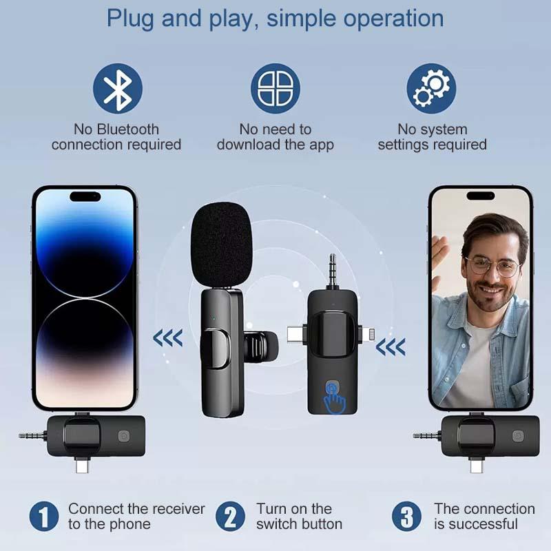 2024 Audio Accessories: Pro Wireless Lavalier Mic for cell phone, Video Recording, Teaching, Interviews, Podcasts, TikTok & More