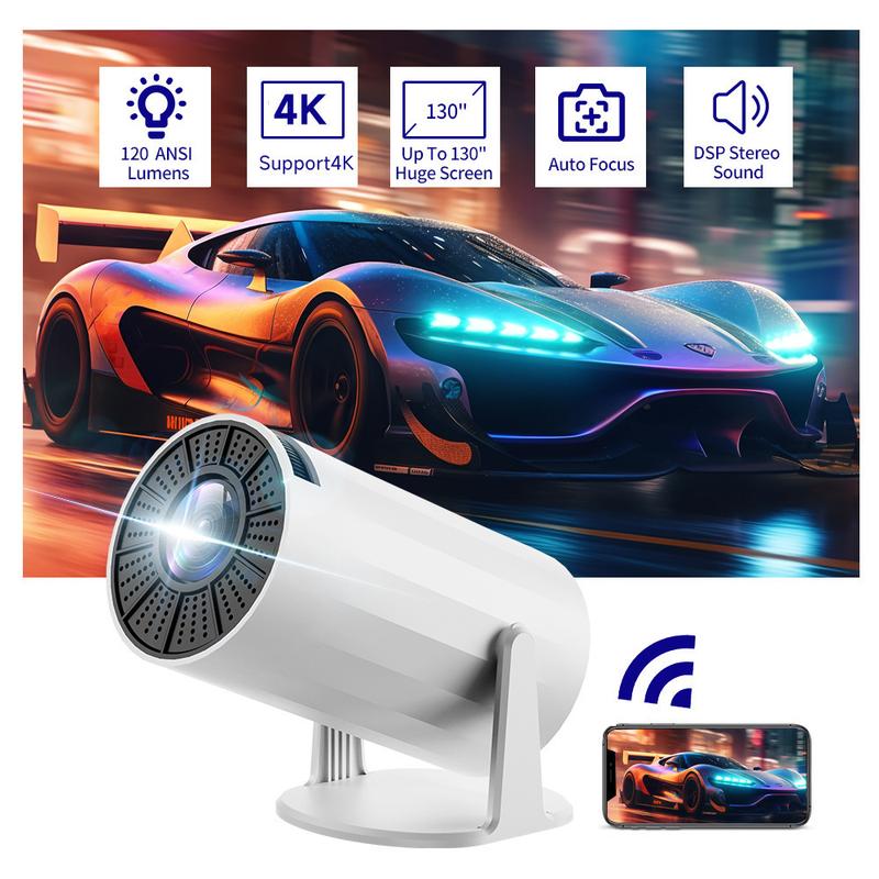 Mini Portable Projector, Christmas presents,4K 1080P Full HD Supported, WiFi6+Bluetooth 5.0,180°Rotatable Outdoor Projector,Built-in Android