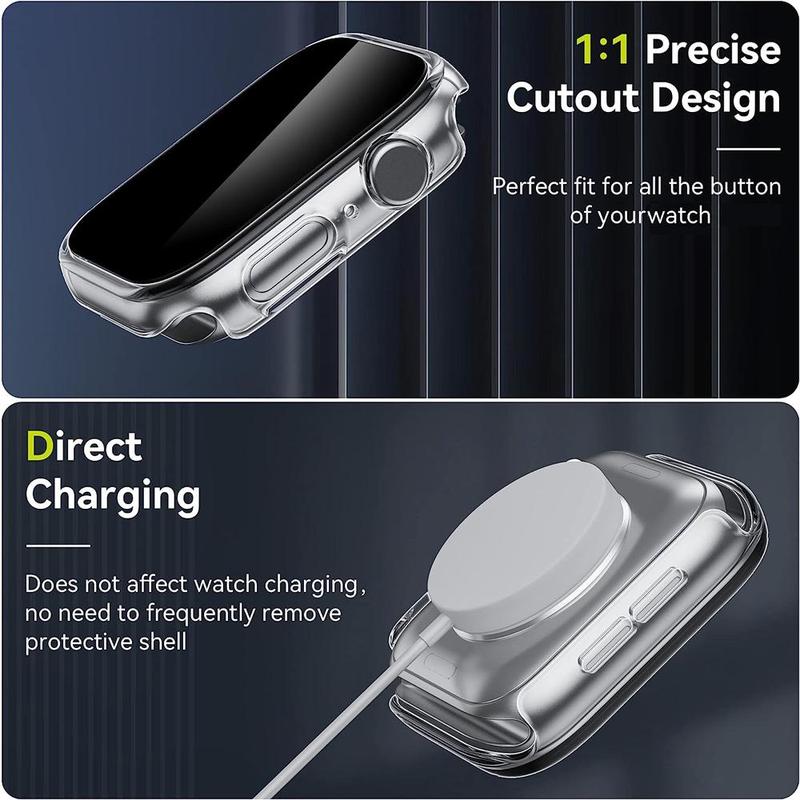 2 In 1 Ultra-thin Tempered Glass Smart Watch Screen Protector & Case, Anti-peeping Smart Watch Case, Fashionable Smart Watch Accessories Compatible with Apple Watch Ultra SE 8 7 6 5 4