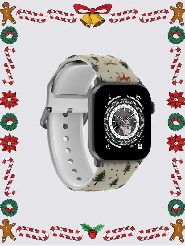 Christmas Tree Pattern Watch Band, Cute Fashion Silicone Watch Strap for Apple Watch Ultra Series SE 9 8 7 6 5 4 3 2 1, Smart Watch Accessories