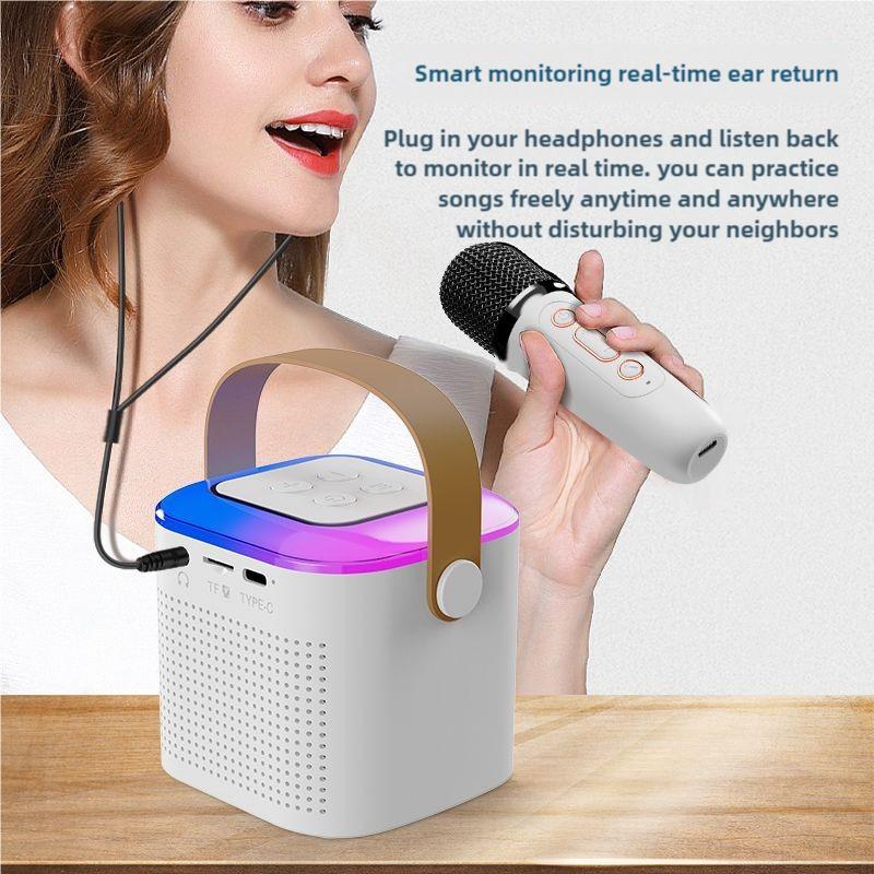 Portable Handheld Karaoke Microphone Speaker Machine, USB Rechargeable karaoke machine with Microphone , Suitable for Family Parties, Birthdays