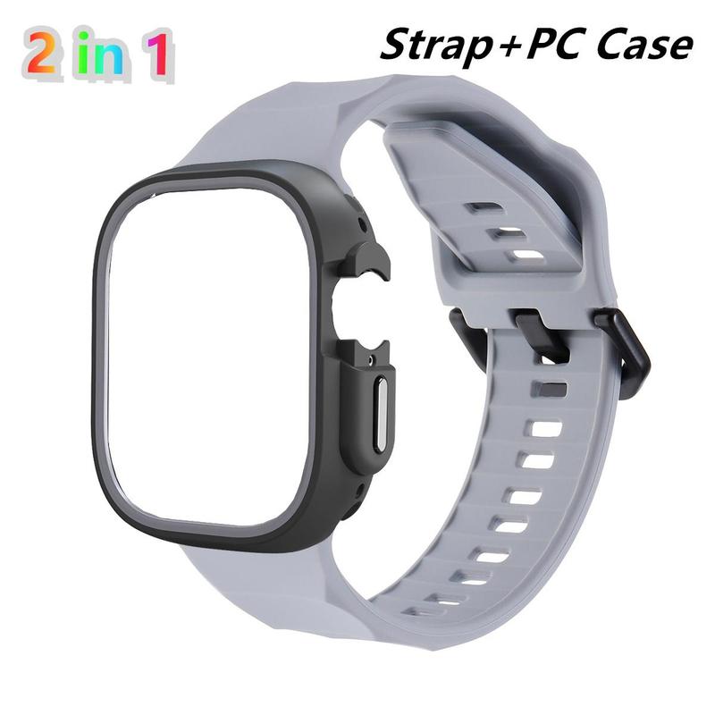 Silicone Watch Band & Watch Case for Apple Watch 41mmto 49mm, Replacement Watch Band & Protective Case, Smart Watch Accessories for iWatch Series 9 8 7 6 SE 5 Ultra 2