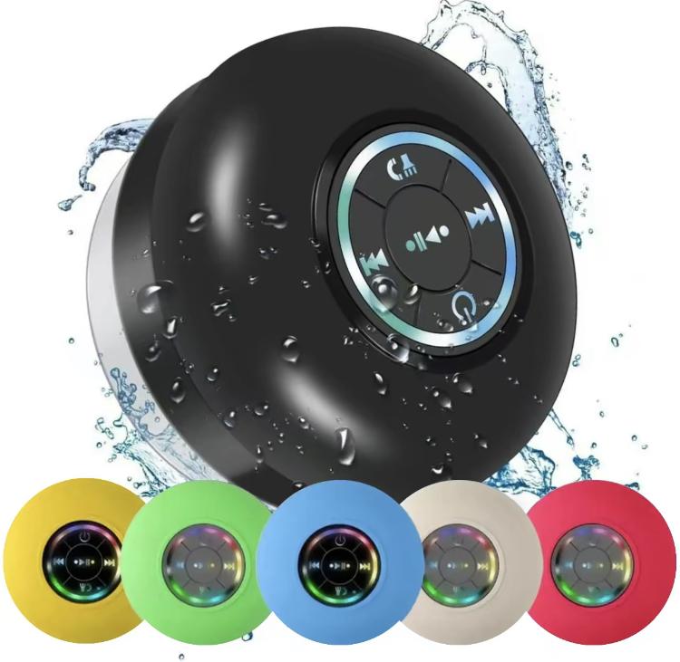 Mini Portable Wireless Speaker, Rechargeable Waterproof Speaker with LED Light, Portable Bluetooth-compatible Speaker for Beach, Shower & Home