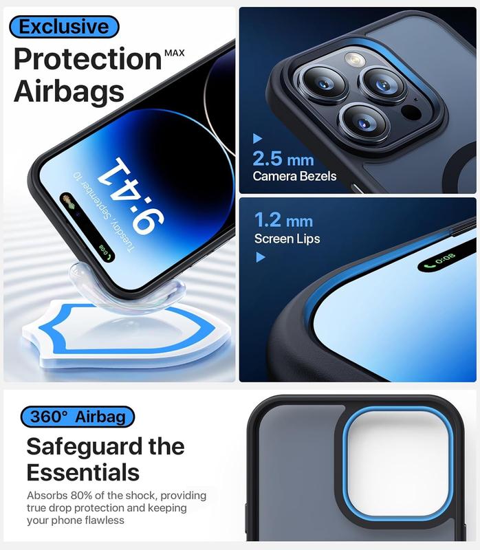 For Apple iPhone 16 15 14 Plus 13 12 11 Pro Max Shockproof Frosted Magnetic Case Compatible With MagSafe Translucent Matte Military-Grade Protection Cover